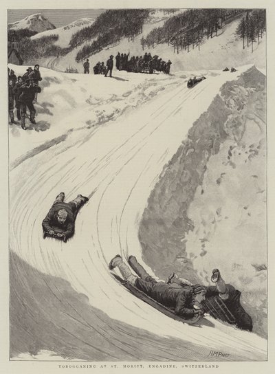 スイス、エンガディンのサンモリッツでのトボガン 作： Henry Marriott Paget